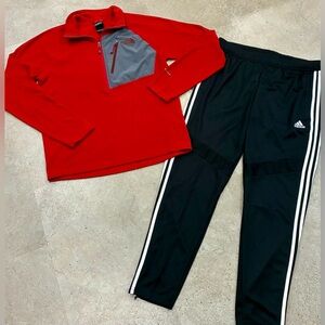 Mens ADIDAS/NORTH FACE Athletic Pants & Fleece Pullover, sz Medium